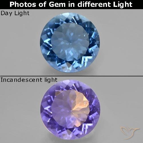12.28ct Натуральный Темно-синий Флюорит, Меняющий Цвет, Круглый, Чистота VS