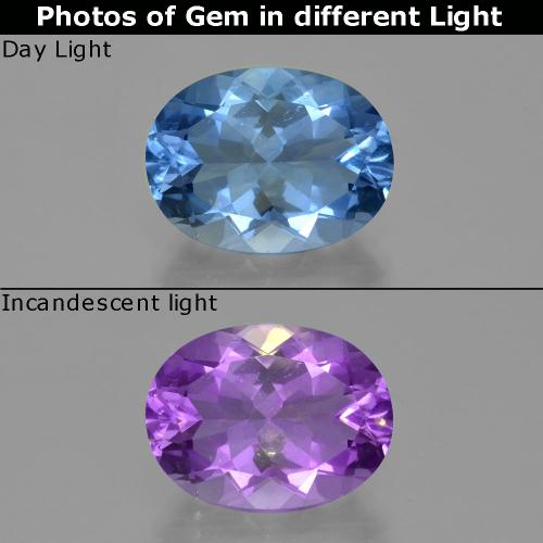 Натуральный Темно-синий Флюорит с изменением цвета 20,16 карата Огранка Овал, Чистота VS