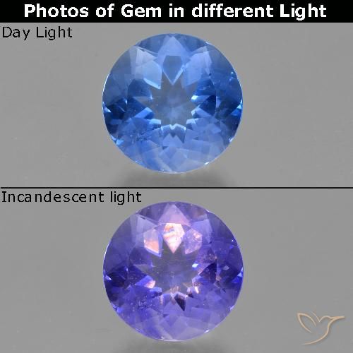 11.73ct Натуральный Ярко-голубой Флюорит, Меняющий Цвет, Круглый, Чистота VS