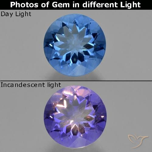 13.83ct Натуральный Интенсивный темно-синий Флюорит, Меняющий Цвет, Круглый, VVS-VS