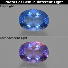 8.60 карата, натуральный Фиолетово-синий Флюорит, меняющий цвет, Огранка Овал, Чистота VS