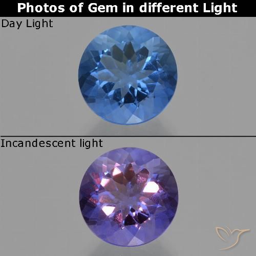 11.55ct Натуральный Темно-синий Флюорит, Меняющий Цвет, Круглый, Чистота VS