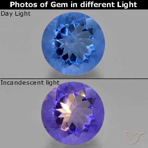 13.93ct Натуральный Темно-синий Флюорит, Меняющий Цвет, Круглый, Чистота VS