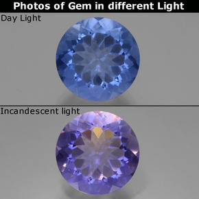 11.80 карата, натуральный Темно-синий Флюорит, меняющий цвет, Огранка Круг, Чистота VS