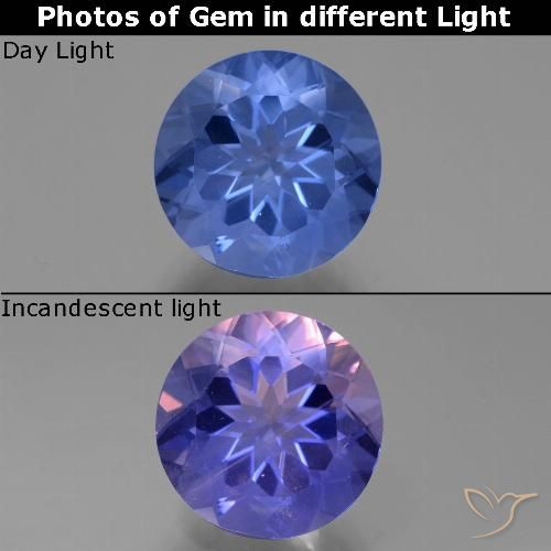 10.91ct Натуральный Интенсивный темно-синий Флюорит, Меняющий Цвет, Круглый, VS-SI