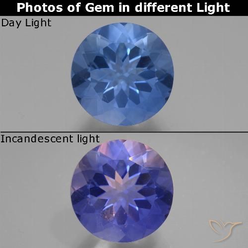 11.78ct Натуральный Темно-синий Флюорит, Меняющий Цвет, Круглый, Чистота VS