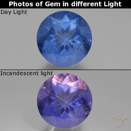 12.15ct Натуральный Темно-синий Флюорит, Меняющий Цвет, Круглый, Чистота VS