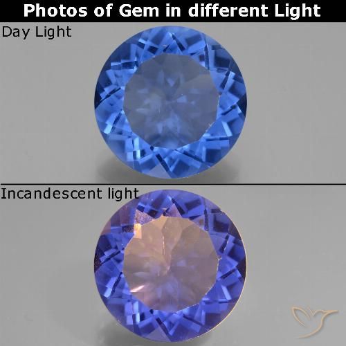 12.27ct Натуральный Темно-синий Флюорит, Меняющий Цвет, Круглый, Чистота VS