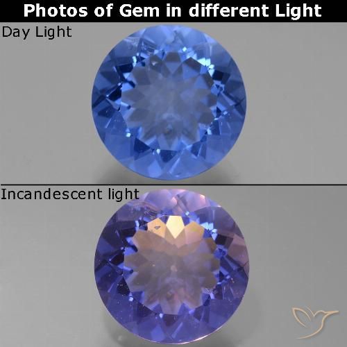 13.26ct Натуральный Интенсивный темно-синий Флюорит, Меняющий Цвет, Круглый, Чистота VS