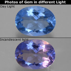 8.64 карата, натуральный Темно-синий Флюорит, меняющий цвет, Огранка Овал, VVS-VS