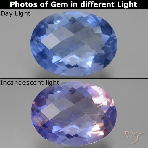18.83ct Натуральный Ярко-голубой Флюорит, Меняющий Цвет, Овал, Чистота VS