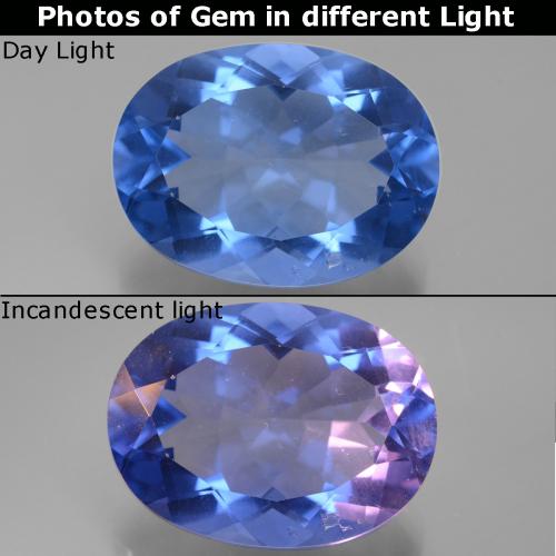 20.94 карата, натуральный Темно-синий Флюорит, меняющий цвет, Огранка Овал, Чистота VS