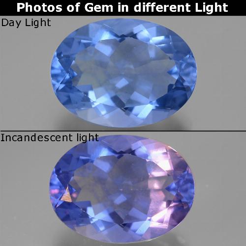 20.55 карата, натуральный Средний синий Флюорит, меняющий цвет, Огранка Овал, VVS-VS
