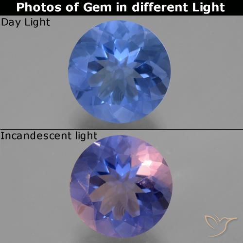 14.16ct Натуральный Ярко-голубой Флюорит, Меняющий Цвет, Круглый, VVS-VS