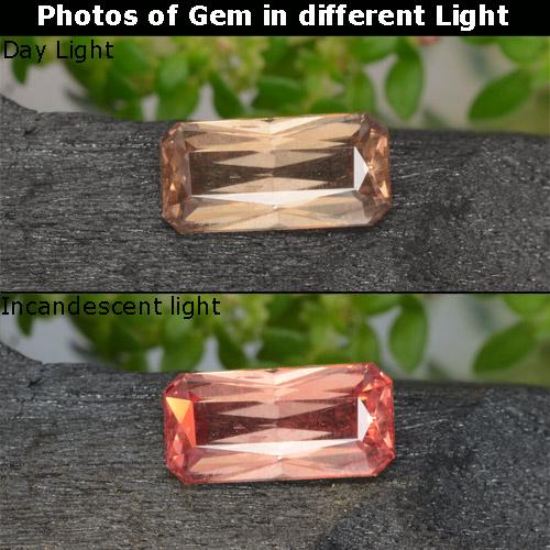 0.71 карата, натуральный Гикори Браун Меняющий цвет гранат, Изумрудная огранка, VS-SI