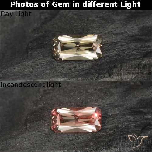 0.76ct Натуральный Теплый желтый Меняющий цвет гранат, Изумрудная огранка, Чистота VVS