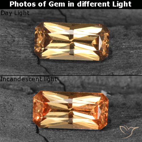 0.71ct Натуральный Золотисто-коричневый Меняющий цвет гранат, Изумрудная огранка, Чистота VS