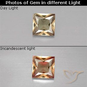 0.51ct Натуральный Золотисто-коричневый Меняющий цвет гранат, Квадрат, VVS-VS