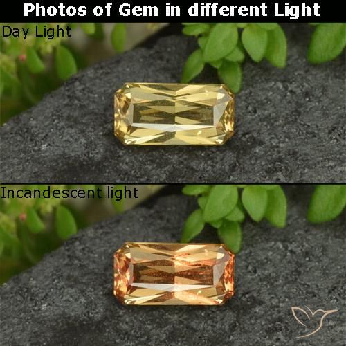 0.73ct Натуральный Палевый Меняющий цвет гранат, Изумрудная огранка, Чистота VVS