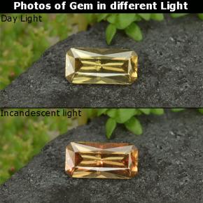0.61 карата, натуральный Золотисто-желтый Меняющий цвет гранат, Изумрудная огранка, Чистота VS