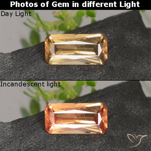 0.63ct Натуральный Золотисто-коричневый Меняющий цвет гранат, Изумрудная огранка, Чистота VS