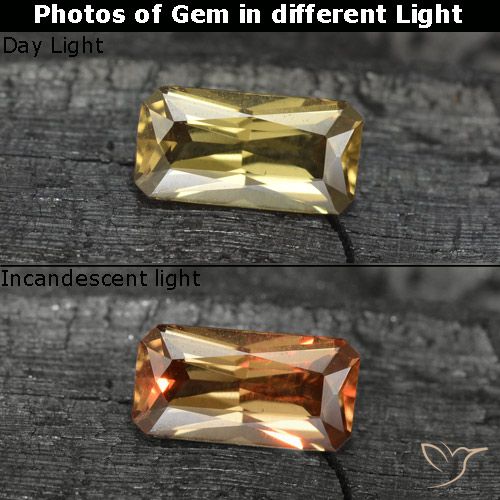 0.70ct Натуральный Темное золото Меняющий цвет гранат, Изумрудная огранка, VVS-VS