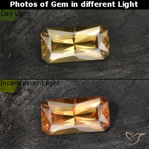 0.81ct Натуральный Золотисто-коричневый Меняющий цвет гранат, Изумрудная огранка, Чистота VS