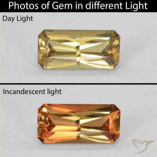 0.73ct Натуральный Золотисто-коричневый Меняющий цвет гранат, Изумрудная огранка, Чистота VVS
