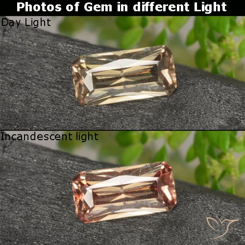 0.61ct Натуральный Золотисто-коричневый Меняющий цвет гранат, Изумрудная огранка, VVS-VS