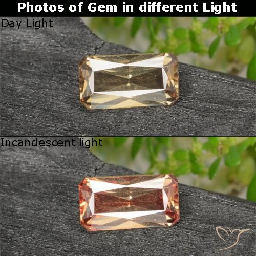 0.70ct Натуральный Золотисто-коричневый Меняющий цвет гранат, Изумрудная огранка, VVS-VS