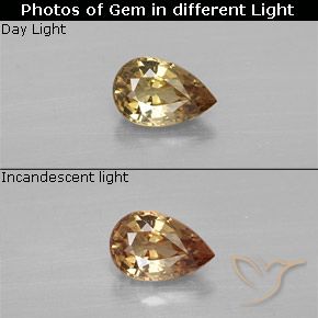 0.56ct Натуральный Золотисто-коричневый Меняющий цвет гранат, Форма груши, VVS-VS
