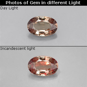 0.58 карата, натуральный Коричневый Меняющий цвет гранат, Огранка Овал, Чистота VS