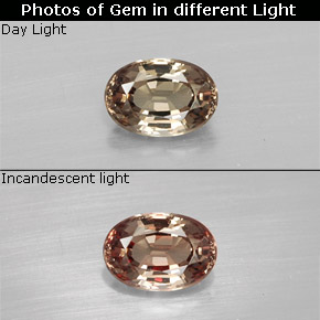 0.62 карата, натуральный Светло-коричневый Меняющий цвет гранат, Огранка Овал, VVS-VS