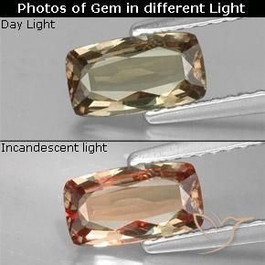 0.87ct Натуральный Золотой Меняющий цвет гранат, Подушка, VS-SI