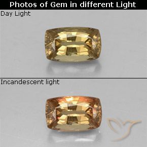0.97ct Натуральный Золотисто-коричневый Меняющий цвет гранат, Подушка, VS-SI