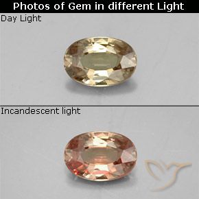 0.58ct Натуральный Золотисто-коричневый Меняющий цвет гранат, Овал, VVS-VS