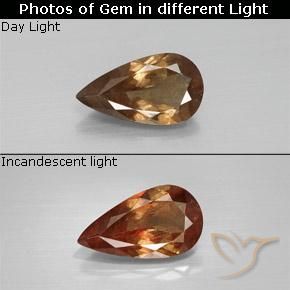 1.77ct Натуральный Светло-коричневый Меняющий цвет гранат, Форма груши, VS-SI