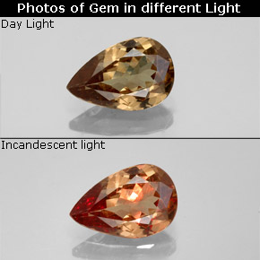 1.41 карата, натуральный Светло-коричневый Меняющий цвет гранат, Форма груши, Чистота VS