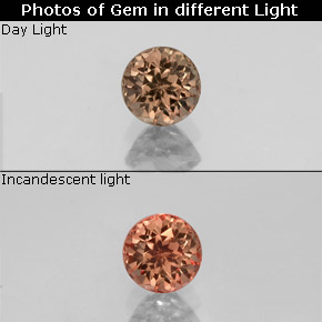 0.61 карата, натуральный Золотисто-коричневый с переходом в оранжевый Меняющий цвет гранат, Огранка Круг, VVS-VS