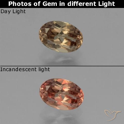 0.57ct Натуральный Светло-коричневый Меняющий цвет гранат, Овал, VVS-VS