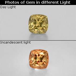 0.50 карата, натуральный Золотисто-коричневый с переходом в оранжевый Меняющий цвет гранат, Подушка Крой, Чистота VS