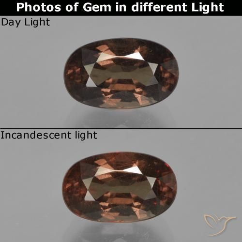 2.64ct Натуральный Коричневый Меняющий цвет гранат, Овал, Чистота VS