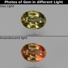 0.50 карата, натуральный Зеленовато-золотисто-коричневый Меняющий цвет гранат, Огранка Овал, Чистота VS