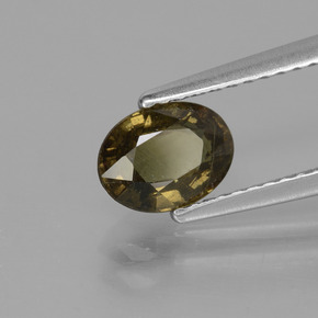 1.14 карата, натуральный Зеленовато-коричневый с переходом в красно-розовый Меняющий цвет гранат, Огранка Овал, VS-SI