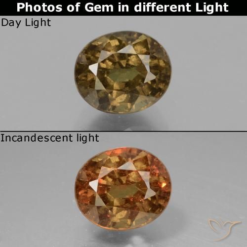 1.55ct Натуральный Темно-коричневый Меняющий цвет гранат, Овал, VS-SI
