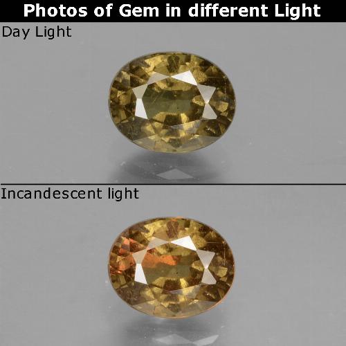 1.05 карата, натуральный Средне-темно-коричневый Меняющий цвет гранат, Огранка Овал, VS-SI