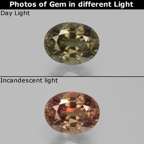 0.98 карата, натуральный Темно-коричневый Меняющий цвет гранат, Огранка Овал, Чистота VS