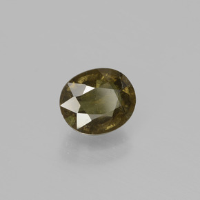 1.38 карата, натуральный Зеленовато-коричневый с переходом в красно-розовый Меняющий цвет гранат, Огранка Овал, SI