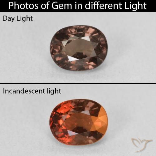 1.57ct Натуральный Средний светло-коричневый Меняющий цвет гранат, Овал, VVS-VS
