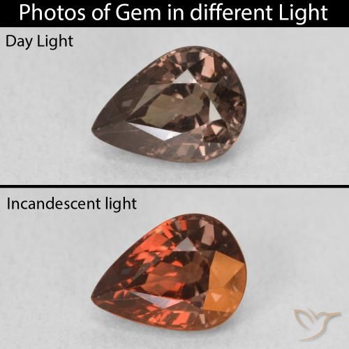 1.23ct Натуральный Средний светло-коричневый Меняющий цвет гранат, Форма груши, VVS-VS